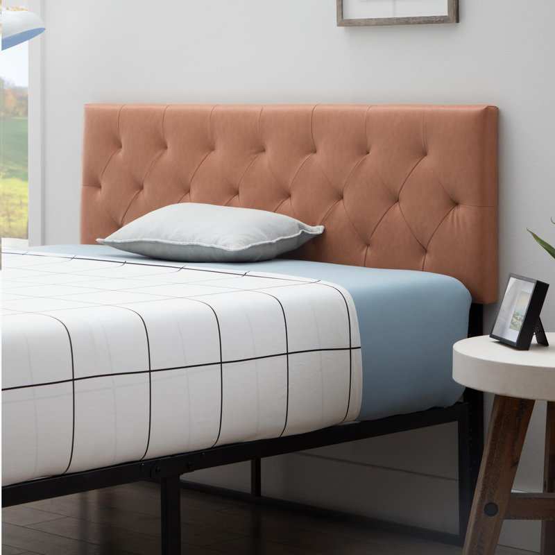 Mattson Adjustable Faux Leather Headboard, Rust Faux Leather, Twin