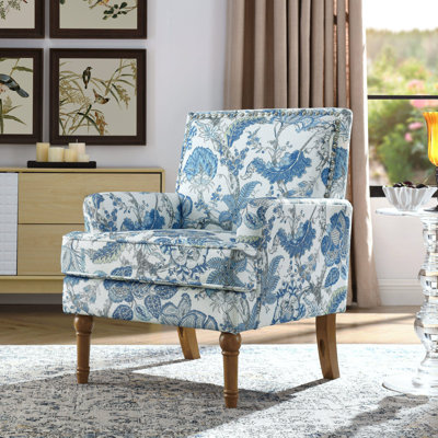Chaise d'appoint avec revêtement floral et garniture cloutée