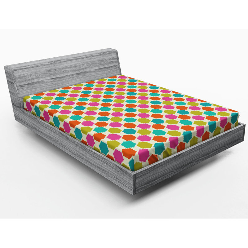 Microfiber Geometric Fitted Sheet, Full Fitted Sheet