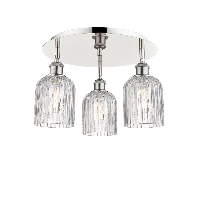 Fiennes Glass Flush Mount, Polished Nickel