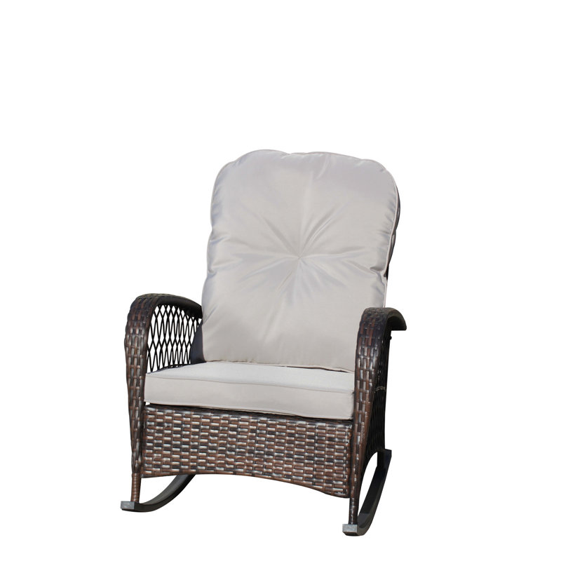 Chaise berçante avec siège spacieux et coussin de dossier épais - Usage extérieur confortable gris