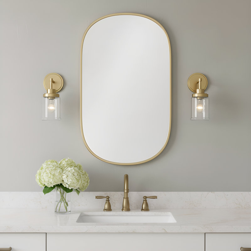 Amiliano Bathroom Bedroom Wall Fixture With Clear Shade, 11.5" H x 4.75" W x 7.5" D, 1 Light, Satin Brass