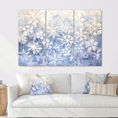 «Snowflakes Dancing In Winter I», ensemble d'art mural paysage d'hiver