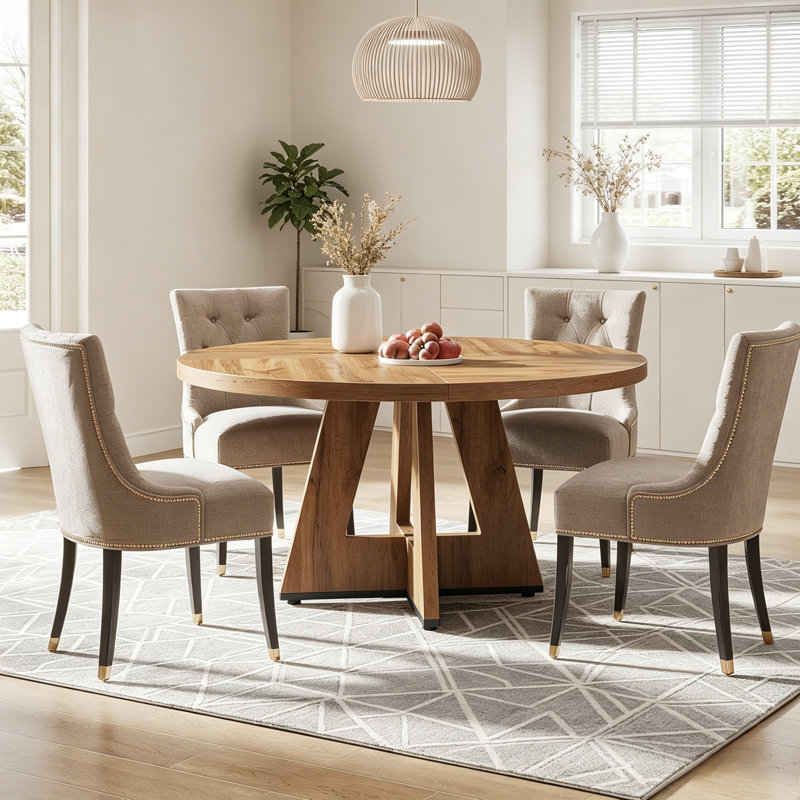 TribeSigns 47" Round Farmhouse Dining Table – Wood Kitchen Table For 4, Cross Base Wooden Dinner Table For Dining Room, Breakfast Nook, Or Living Area