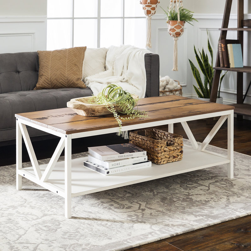 Nadell Coffee Table with Storage, Reclaimed Barnwood, White