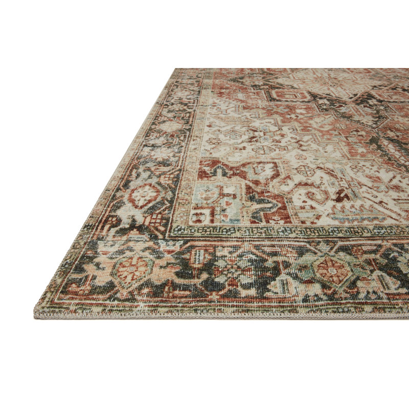 Magnolia Home by Joanna Gaines x Loloi Lenna Rust / Charcoal Area Rug, Rectangle 7'6" x 9'6"