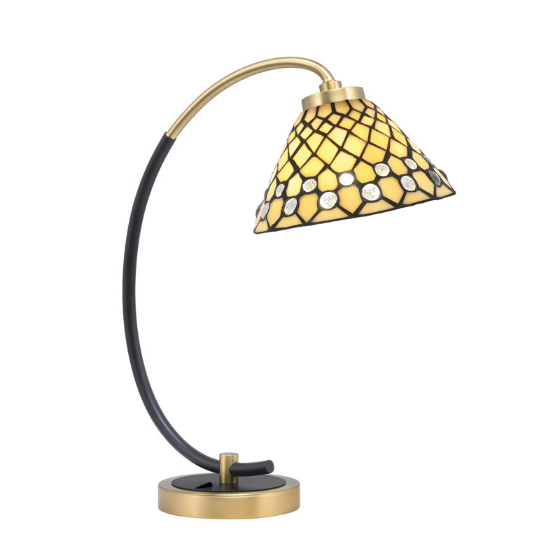 Lampe de bureau en acier inoxydable Antoniya, Noir mat / laiton