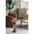 D15X22" Slender Brass Side Table With Textured Gold Top And Wooden Pedestal Base