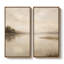 Paysage serein de lac beige neutre – Ensemble de 2 impressions d'art encadrées sur toile 60"x20"x2, 60"x30"x2-134804034-134804029