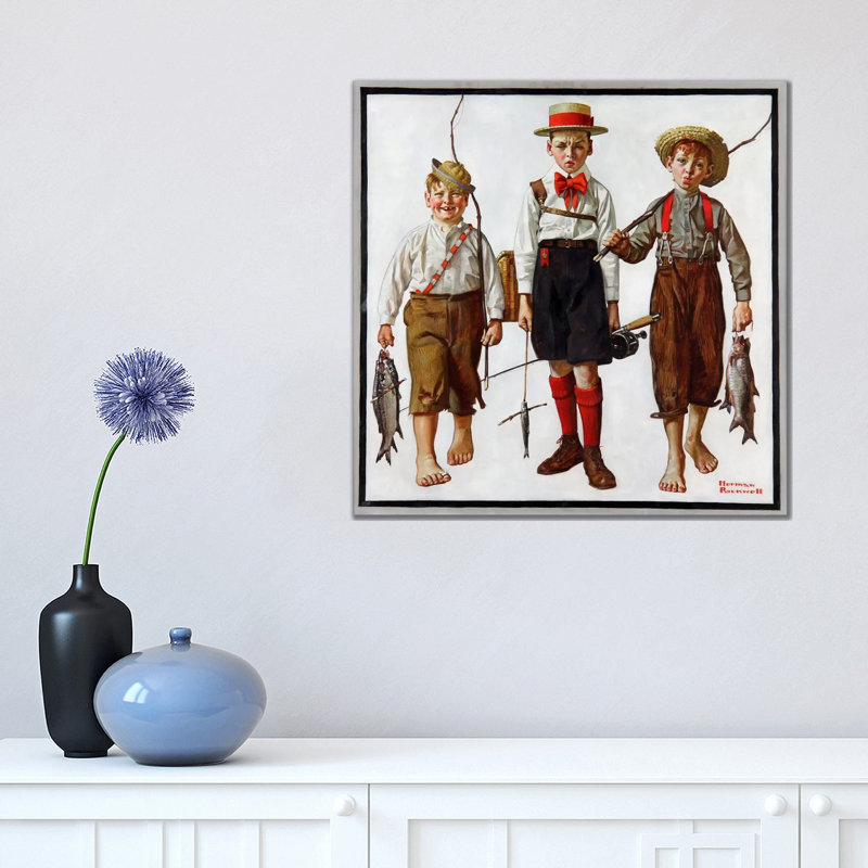 The Catch by Norman Rockwell - Wrapped Canvas Painting, 45.72 cm H x 45.72 cm W x 3.175 cm D