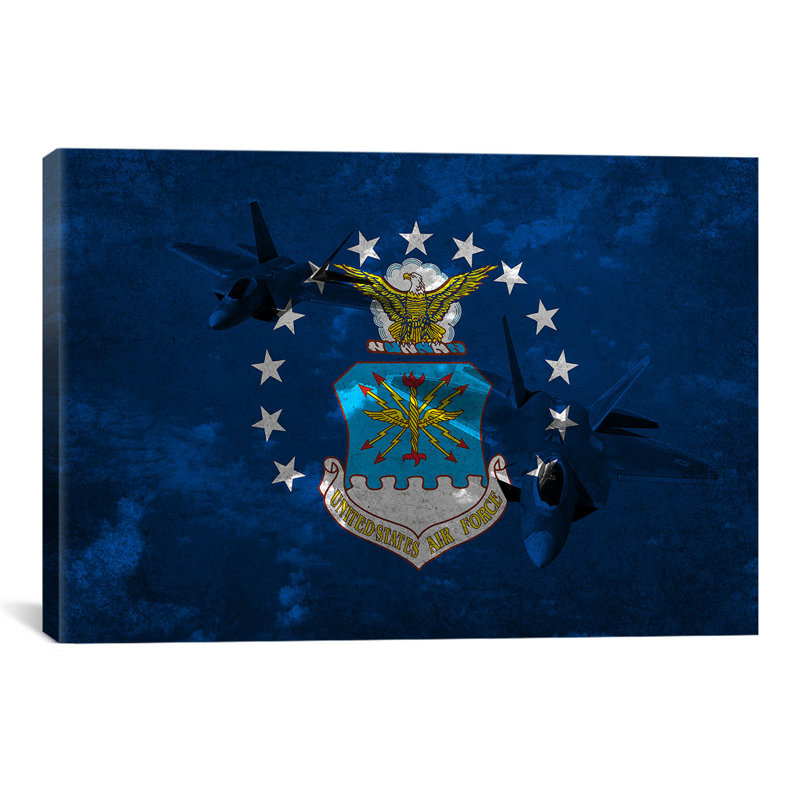 " U.S. Air Force Flag (F-22 Raptor Background) " by ICanvas, 26" H x 40" W x 1.5" D