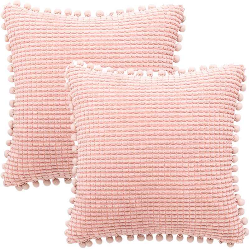 Ensemble de 2 housses de coussin en velours côtelé, Rose