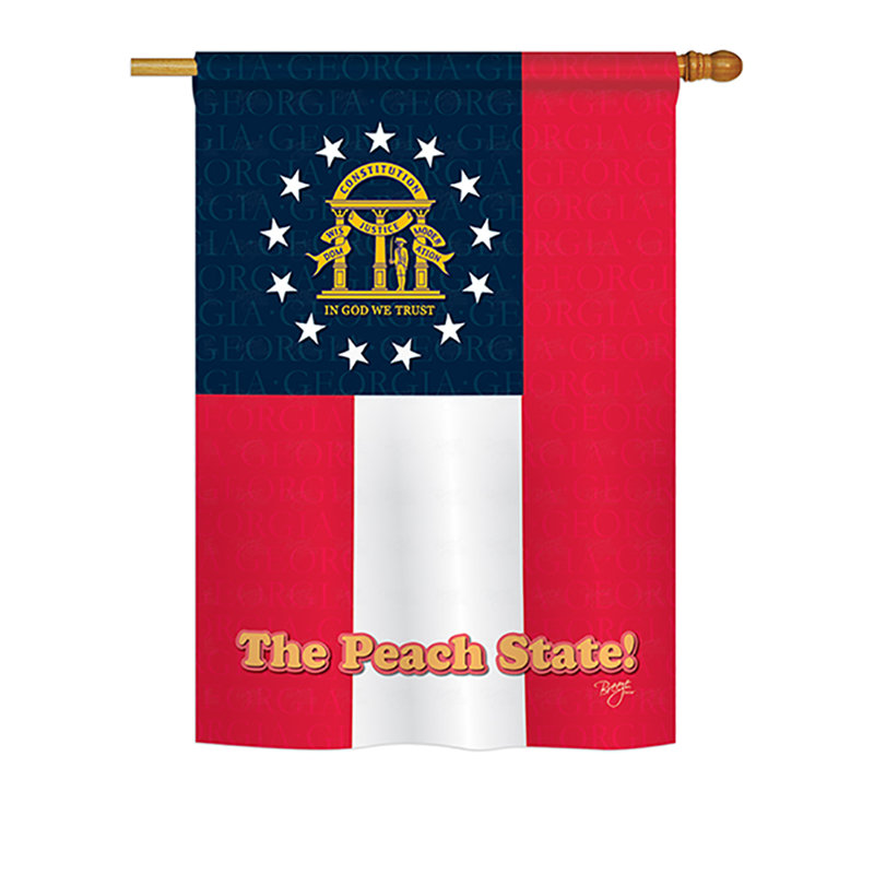 Drapeau de maison en polyester à 2 côtés US State, H 18,5 po x l 13 po, Géorgie