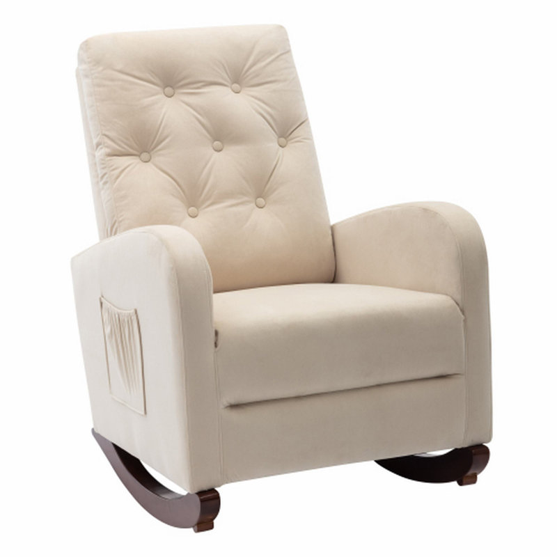 Brayson Reclining Game Sofa Chair With Foldable Backrest, White