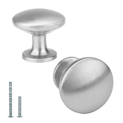30-Pack Brushed Nickel Cabinet Knobs – Round Mushroom Drawer Knobs, Solid Zinc Alloy Kitchen Hardware for Dresser, Bathroom & Closet (1.18" Diameter)