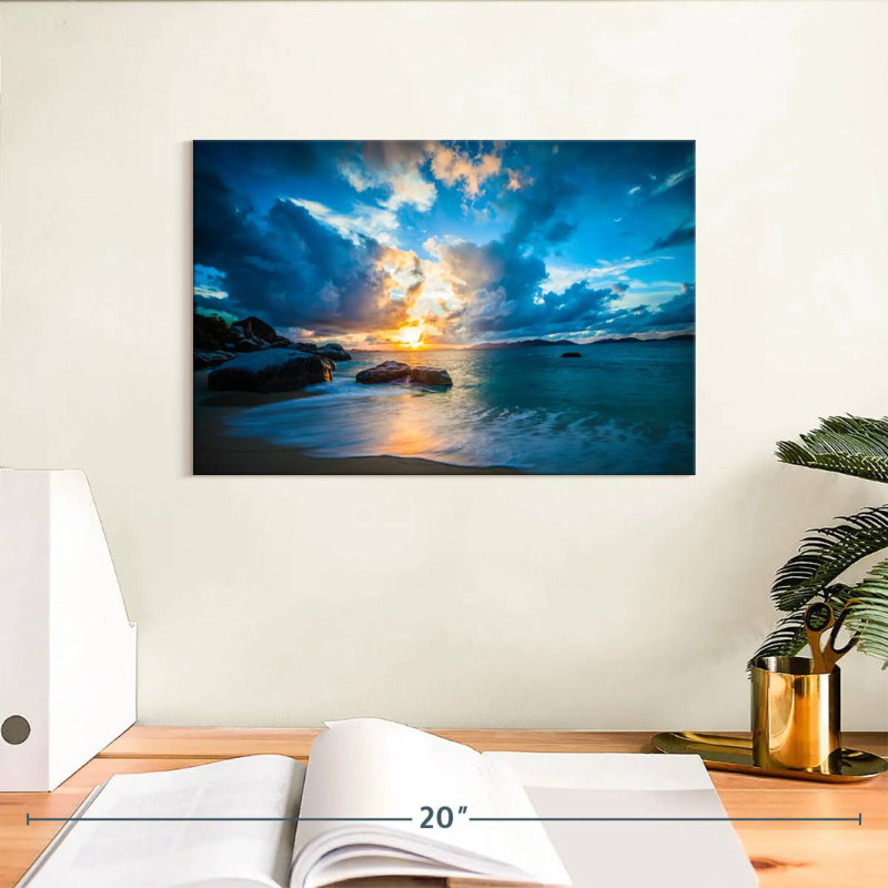 Gillard, paysage marin des Caraïbes nuageux, H 8 po x l 12 po