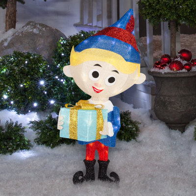 Sculpture de Noël 3D en forme de guirlande lumineuse - Hermey - 28 po - Rudolph