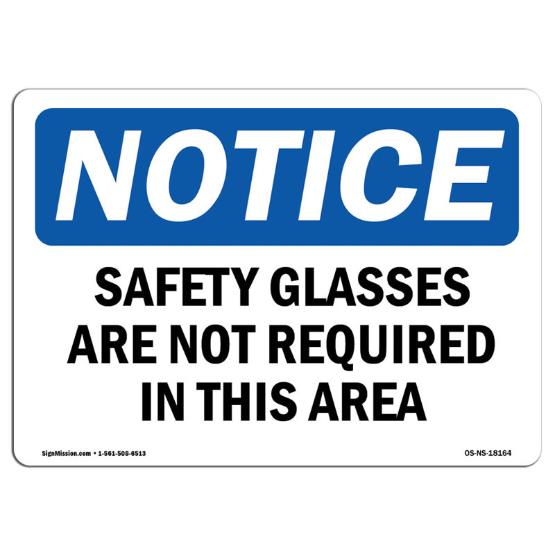Des lunettes de sécurité ne sont pas requises dans cette zone