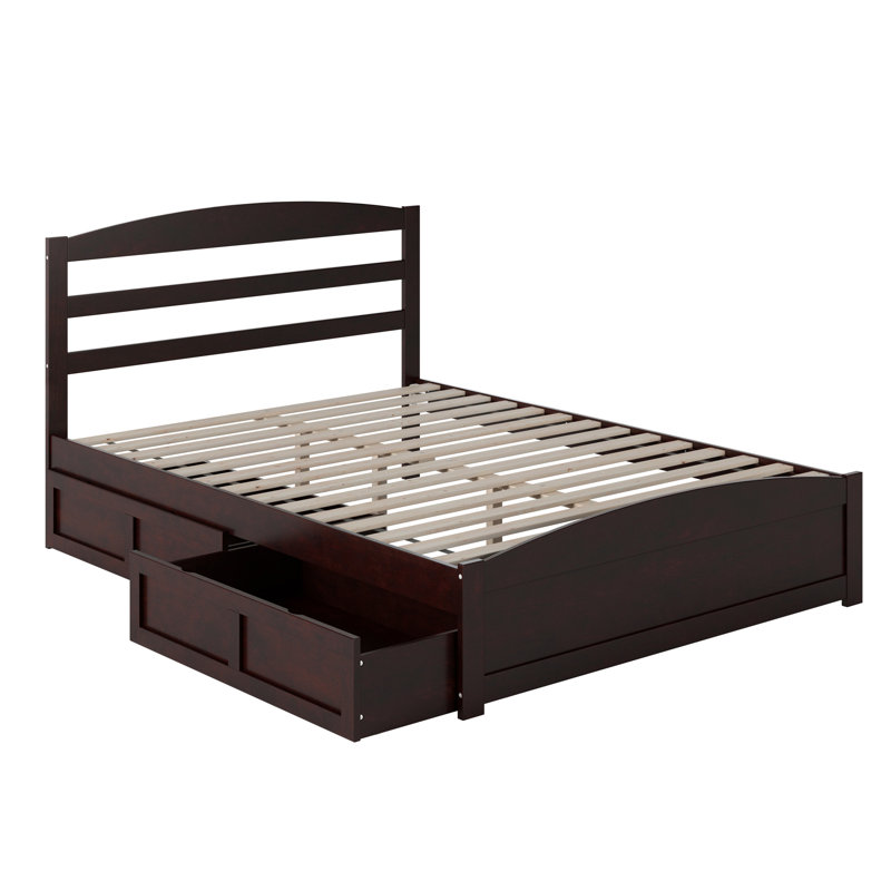 Elliana Solid Wood Slat Storage Bed, Queen, Espresso