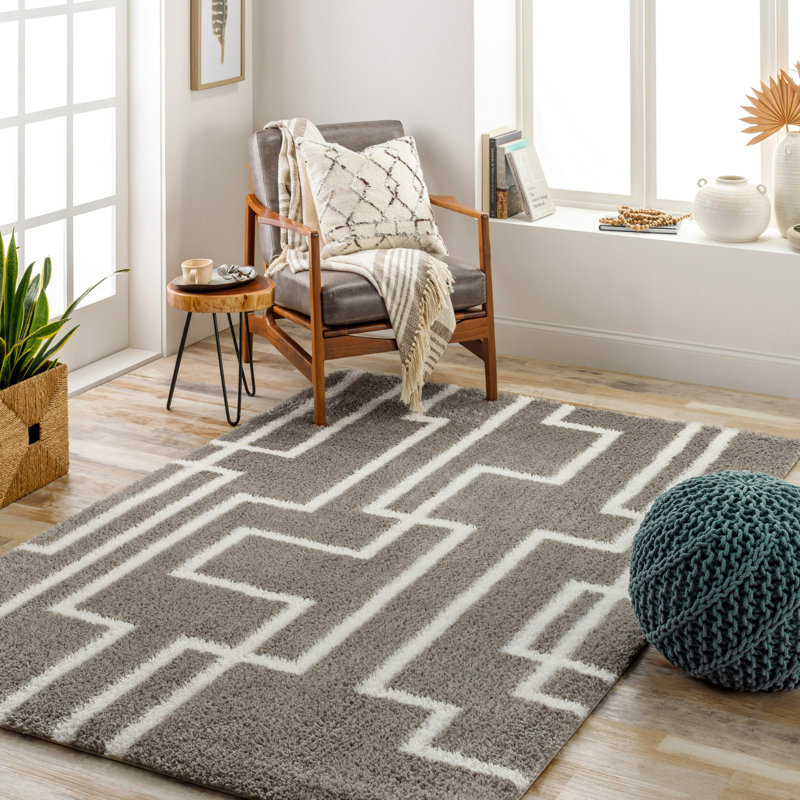 Geometric Shag 160cm X 213cm Area Rug