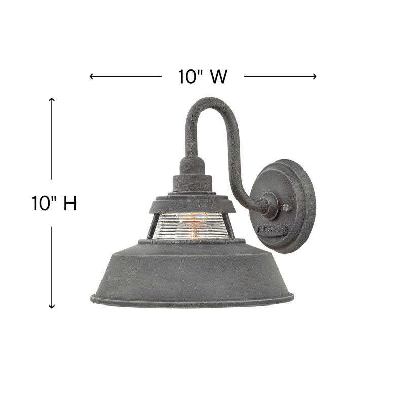 Troyer 1-Light Outdoor Wall Lantern, Aged Zinc, 10" H x 10" W x 10" D