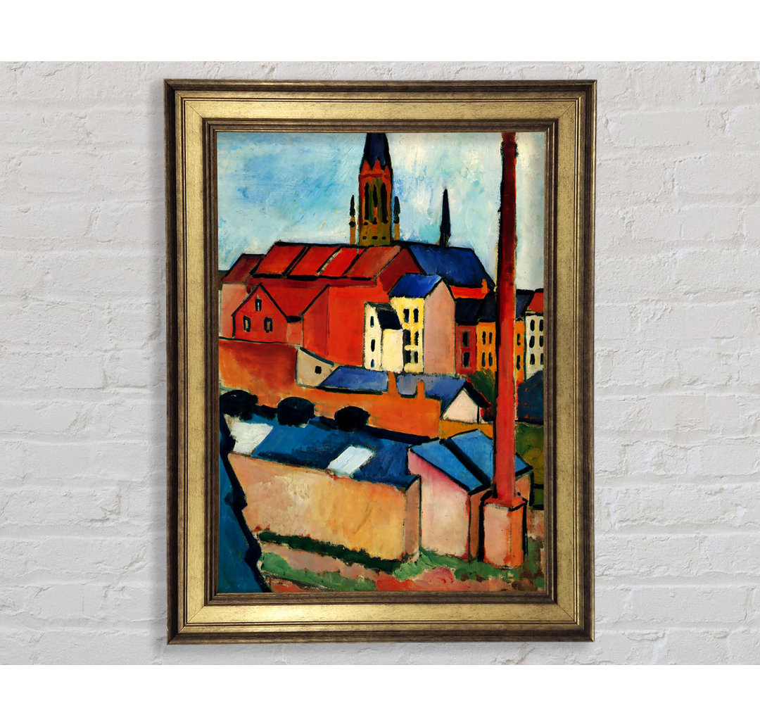 August Macke St. Marien Kirche mit Häusern und Schornstein - Einzelne Bilderrahmen Kunstdrucke