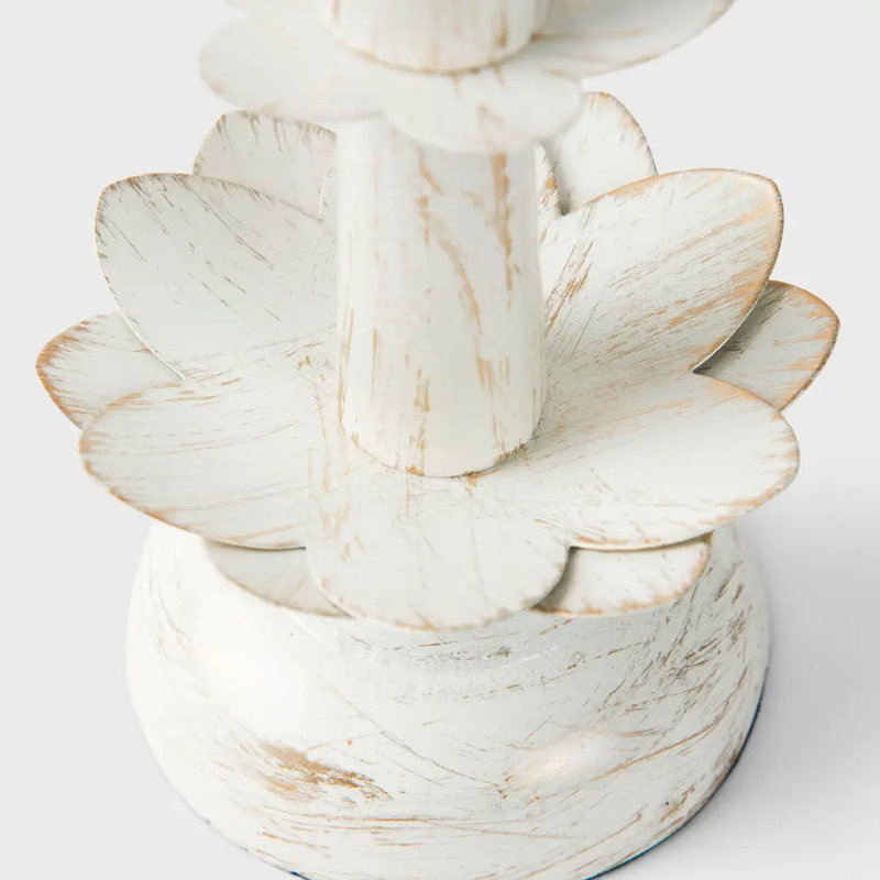 Mela Artisans Lotus Bloom Tapered White Candleholder, White
