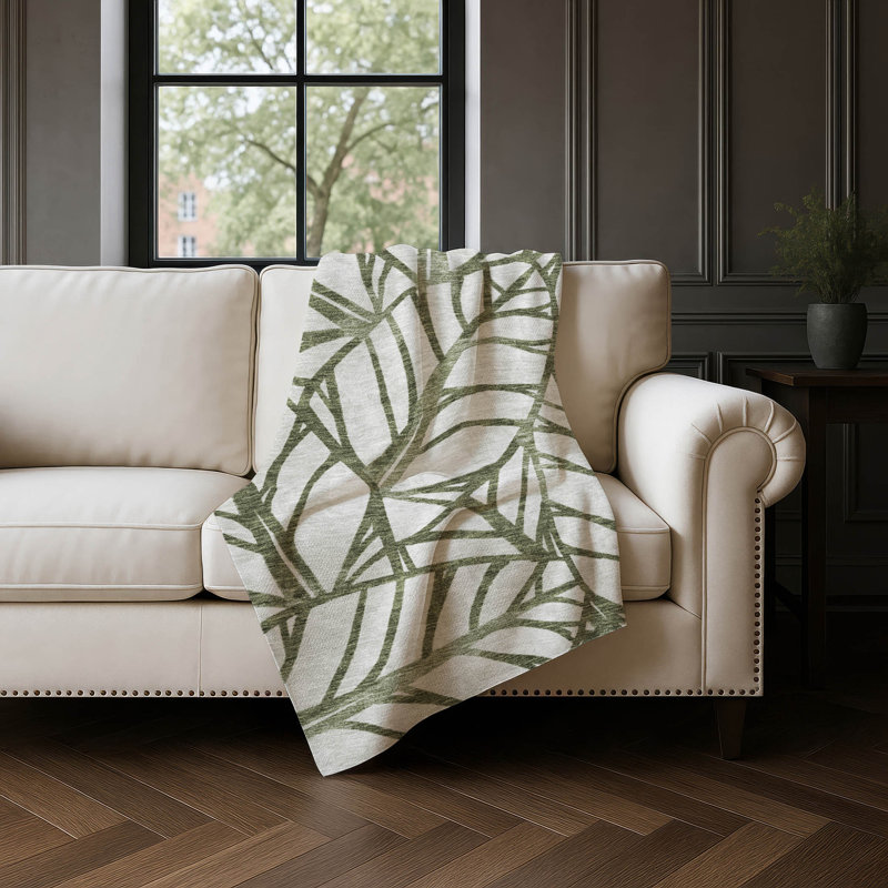 Jeté floral Addison Sherpa ASB741, Olive