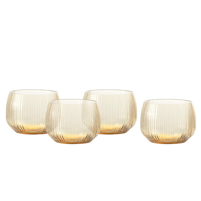 Fortessa Estiva Glass, 17.5 Ounce Tall Tumbler (Set of 4), Textured Clear