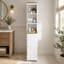 Grande armoire de rangement autoportante en bois d'ingénierie blanc avec portes réversibles et tablettes intérieures réglables faciles à assembler