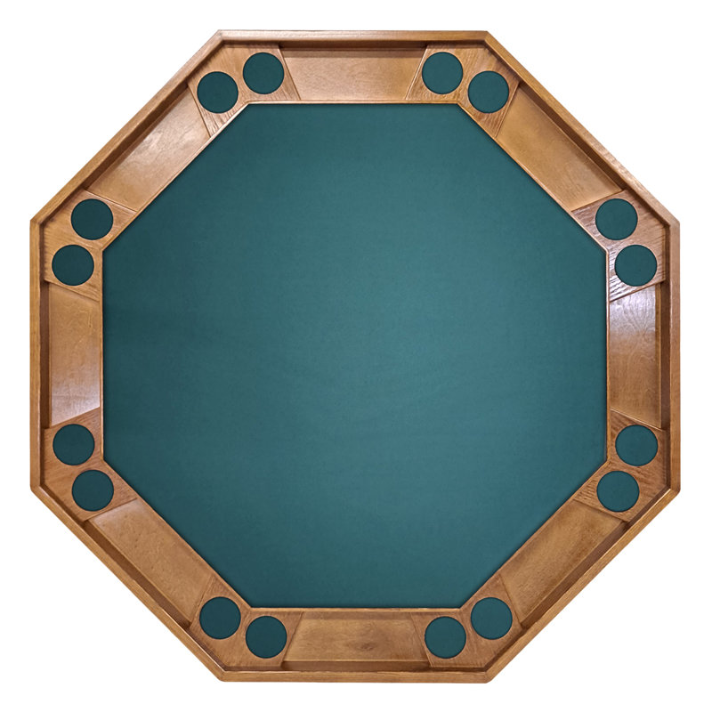 Table de poker 57 po, Bois fruitier / noyer, Feutre vert bouteille
