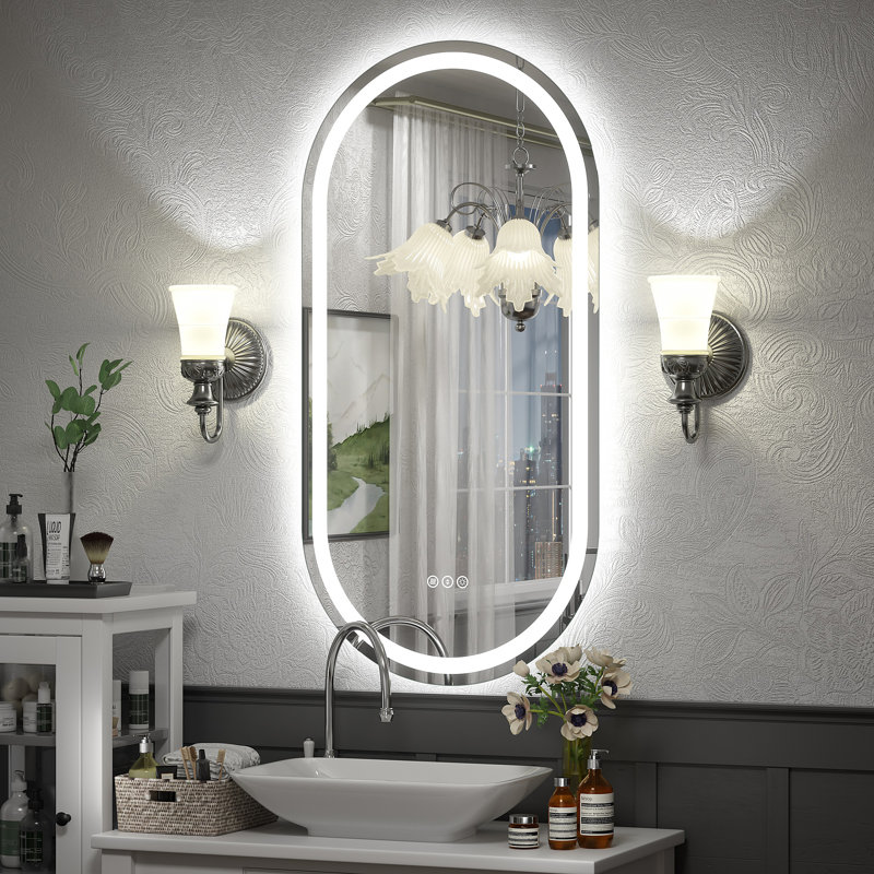 Wayfair Basics® UL Certified LED Anti-Fog Tempered Glass Oval Bathroom/Vanity Mirror , 40" x 20"
