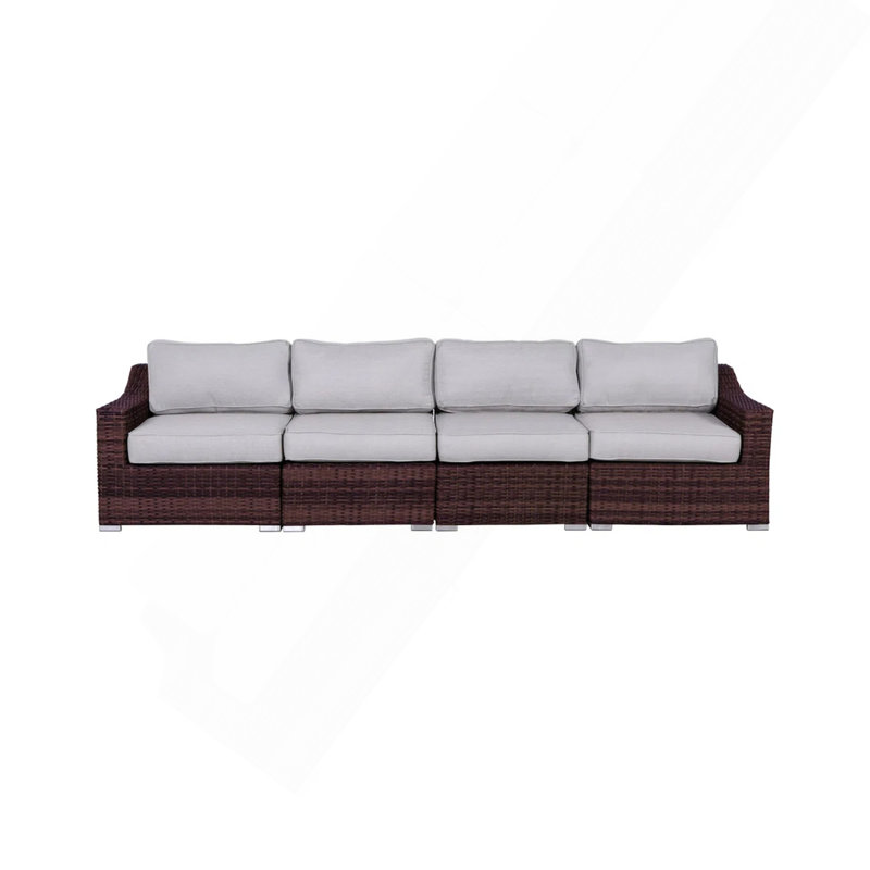 Outdoor 4-Piece Rattan Wicker Sectional Seating Group With Cushions – No Assembly Required, Brown
