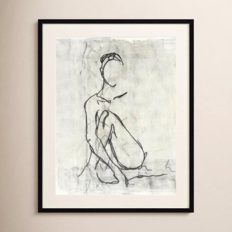 «Embellished Nude Contour S Croquis II» par Ethan Harper - reproduction de photo encadrée sur papier, H 37 po x l 31 po