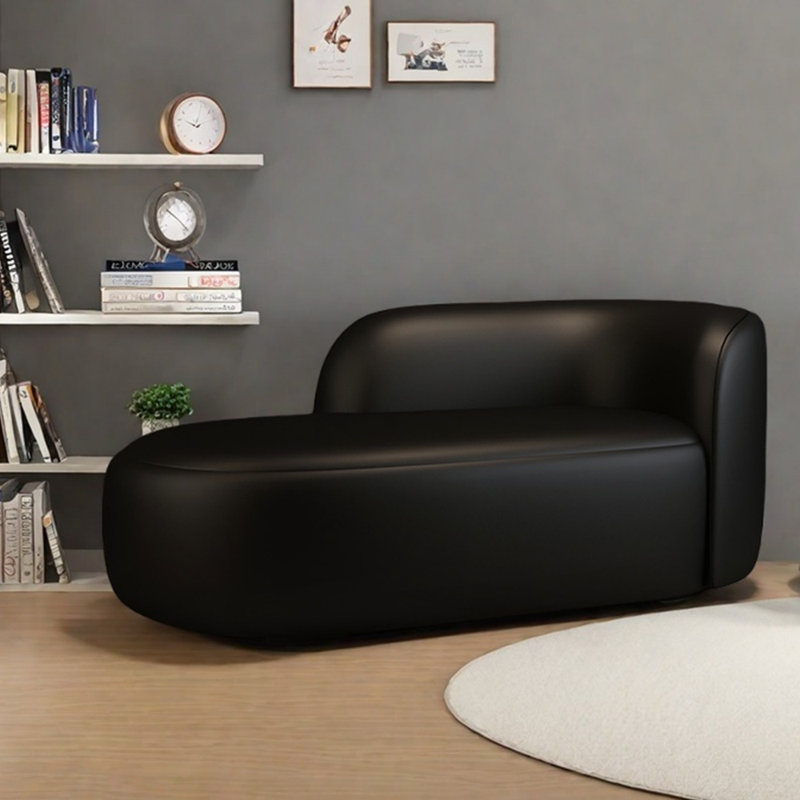 Simple and elegant sponge lounge chair, Right Hand Facing, Black