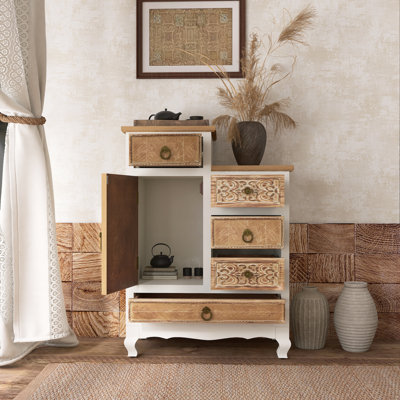 Textured Finish Storage Cabinet - Versatile Design With Drawer & Shelf