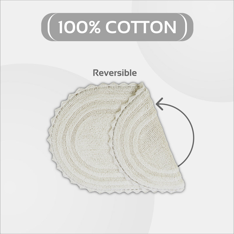 Maxeys 100% Cotton 1990 GSM Tufted Reversible Oval Bath Rug, OEKO-TEX Certified, Ultra Soft & Absorbent, Machine Washable Bathroom Rug for Sink, Vanity, & Powder Rooms, 17" x 24" Oval, Ivory