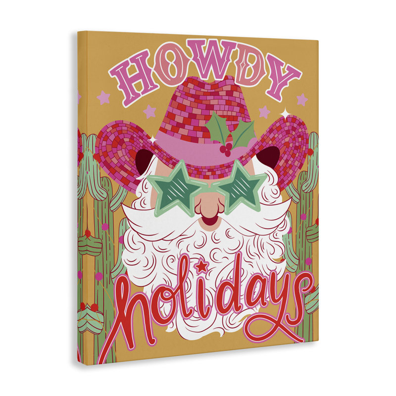 Art mural sur toile Howdy Holidays Cowboy Santa, design par Arrolynn Weiderhold, H 30 po x l 24 po