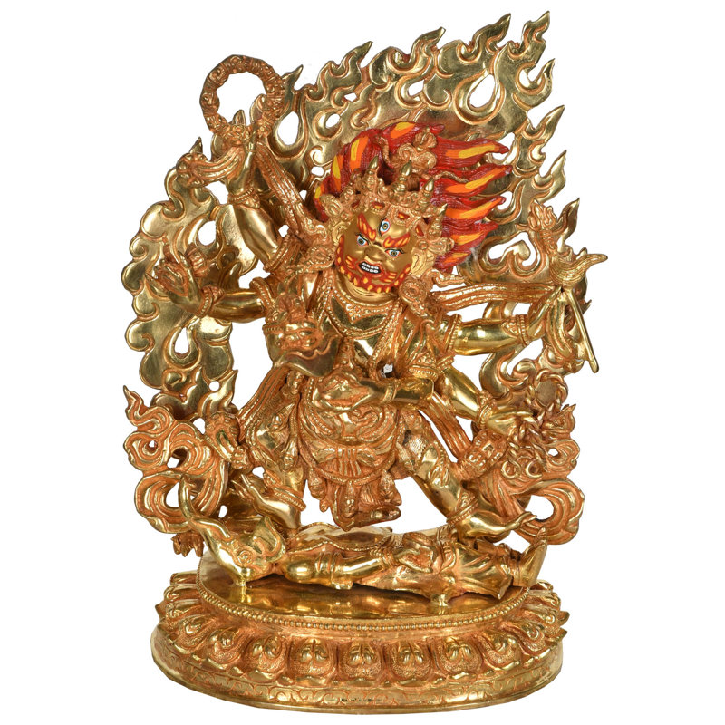 Figurine de divinité bouddhiste tibétaine à six bras Mahakala