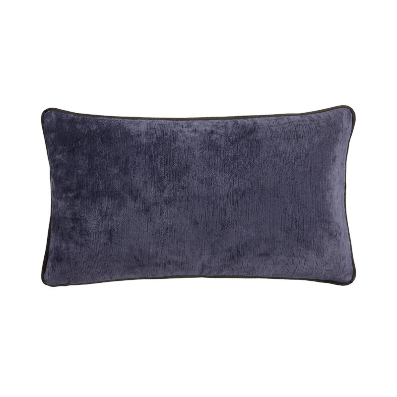 Boromee Velvet Pillow Cover & Insert, Navy, Rectangle 13"H x 22"W
