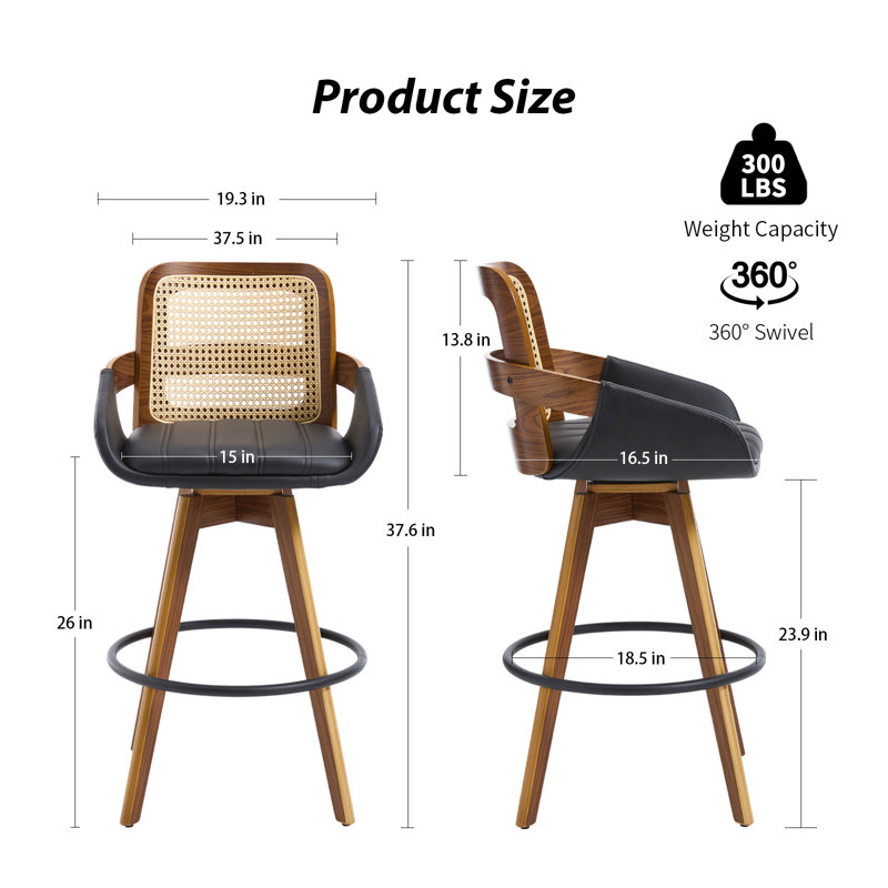 Swivel Bar & Counter Stool, Black