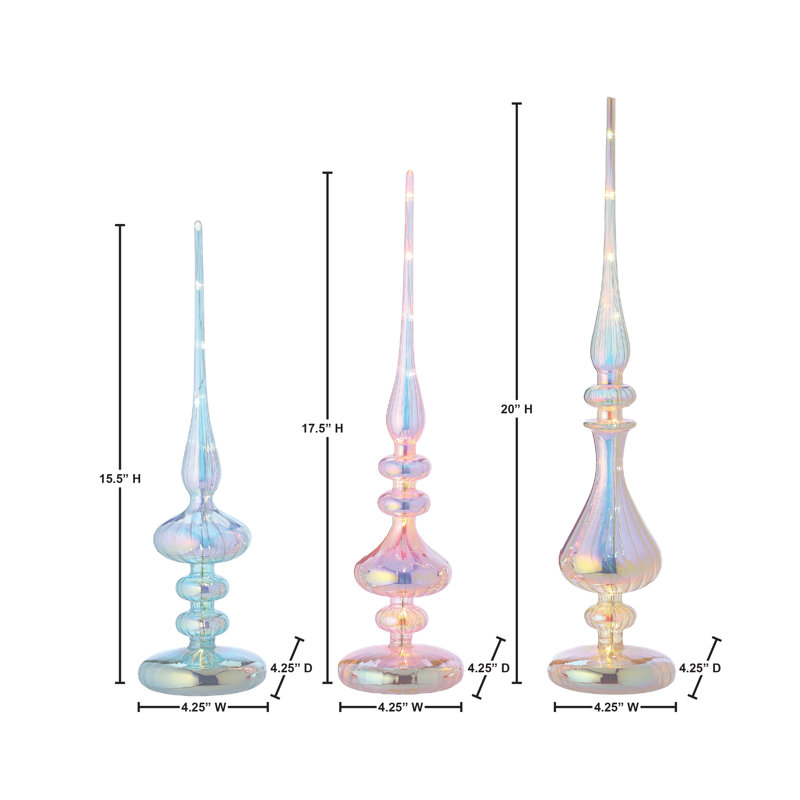 Obélisques en verre 15 po DEL, Bleu / rose