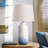 26.2" Coastal-Inspired Ceramic Table Lamp with Hand-Painted Stripes & Linen Shade