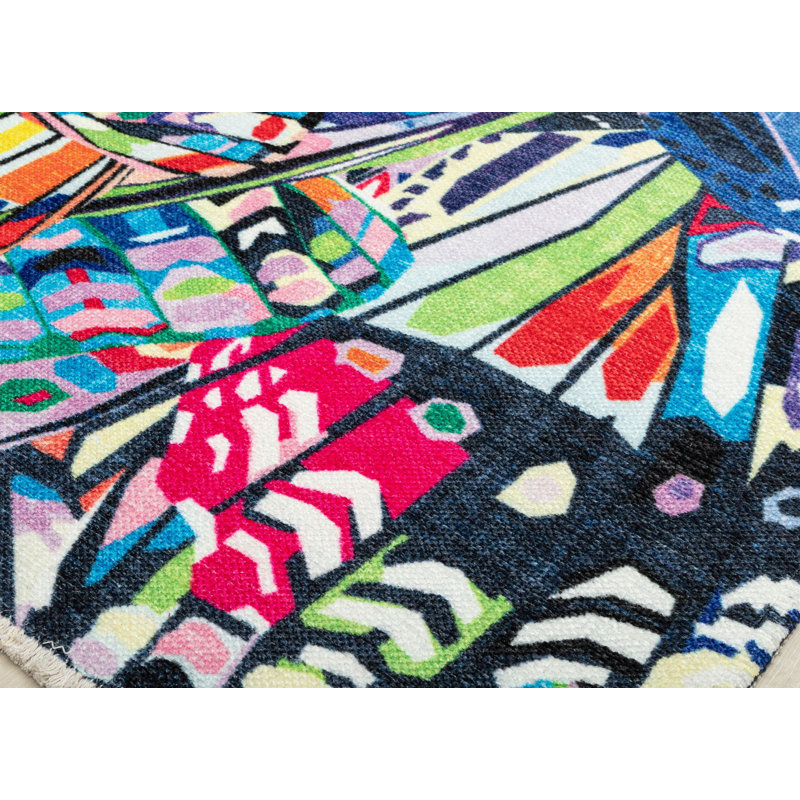 Tapis à motif abstrait arc-en-ciel Maisie, Rectangle 7 pi 10 po x 10 pi 10 po