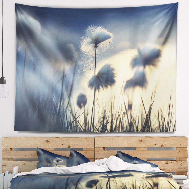 Tapisserie fleurs de coton arctiques, H 50 po x l 60 po