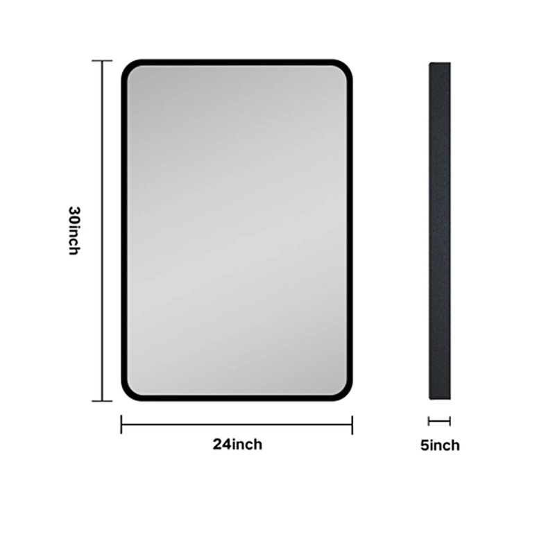 Wall Mount Or Recessed Bathroom Cabinet With Mirror, Medicine Cabinet, 30.05" H x 24.05" W x 4.95" D, Black/Silver