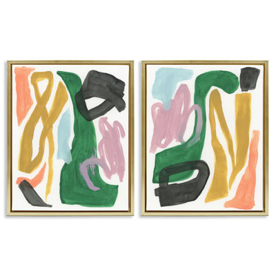  «Funky Abstract Squiggles», ensemble de 2 toiles flottantes encadrées par June Erica Vess