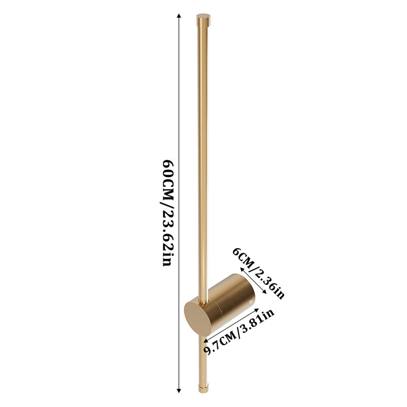 60cm Aluminium LED Flush Mounted Sconce, 6500K, Gold