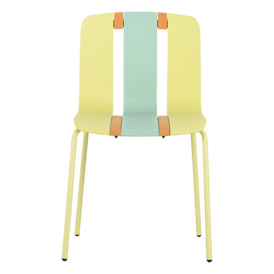 4 - Pack Modern Colour Block Chairs, Metal Support, Pp Seat, Comfortable Sitting, Fashionable Visual, Terrace, Balcony Indoor/Outdoor Striped Chairs With Colourful Blocks Plastic Orange