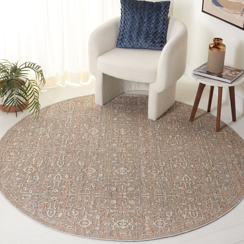 Harlow Performance Damask Rug, Round 6'3"